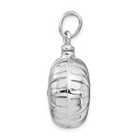 Sterling Silver Rhodium-plated Puffed Flower Screw Top Ash Holder Pendant view 2