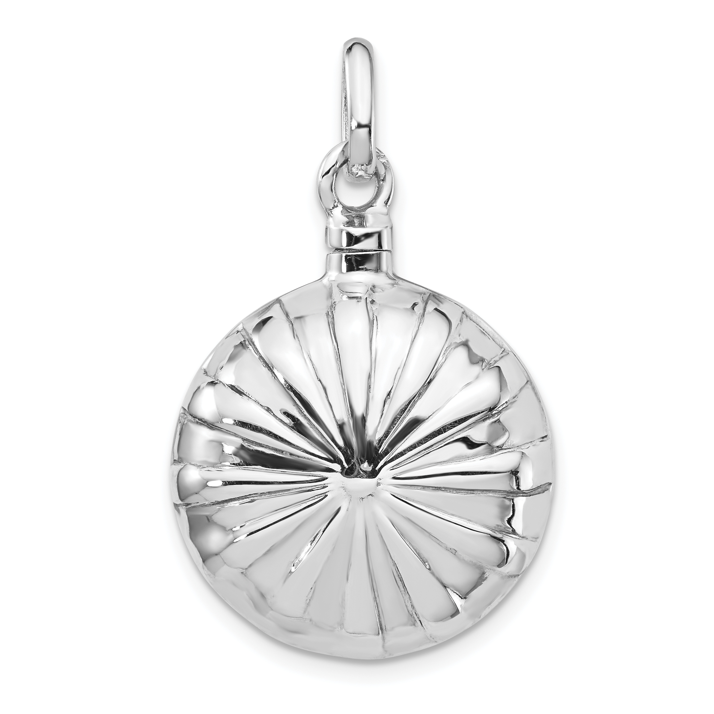 Sterling Silver Rhodium-plated Puffed Ash Holder Pendant (QP5304)