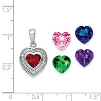 Sterling Silver Rhodium Plated Interchangeable CZ Heart Pendant view 4