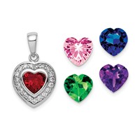 Sterling Silver Rhodium Plated Interchangeable CZ Heart Pendant view 1