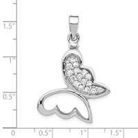 Sterling Silver Rhodium-plated Butterfly CZ Screw Top Ash Holder Pendant view 4