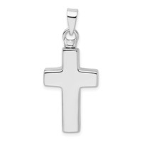 Sterling Silver Rhodium-plated Enameled Textured Cross Screw Top Ash Holder Pendant view 3