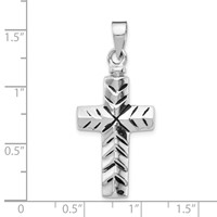 Sterling Silver Rhodium-plated Enameled Textured Cross Screw Top Ash Holder Pendant view 4