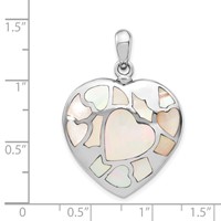 Sterling Silver Rhodium-plated Mother of Pearl Heart Screw Top Ash Holder Pendant view 3