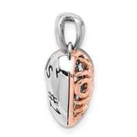 Sterling Silver Rhod-plated & Rose-tone Mom Is #1 Vibrant Red CZ Pendant view 2