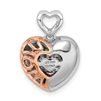 Sterling Silver Rhod-plated & Rose-tone Mom Is #1 Vibrant Red CZ Pendant view 3