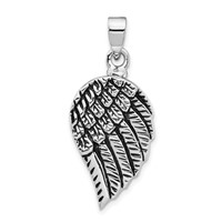 Sterling Silver Rhodium-plated Enameled Angel Wing Screw Top Ash Holder Pendant view 1