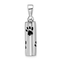 Sterling Silver Rhodium-plated Enameled Pawprints Screw Top Ash Holder Pendant view 3