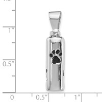 Sterling Silver Rhodium-plated Enameled Pawprints Screw Top Ash Holder Pendant view 4