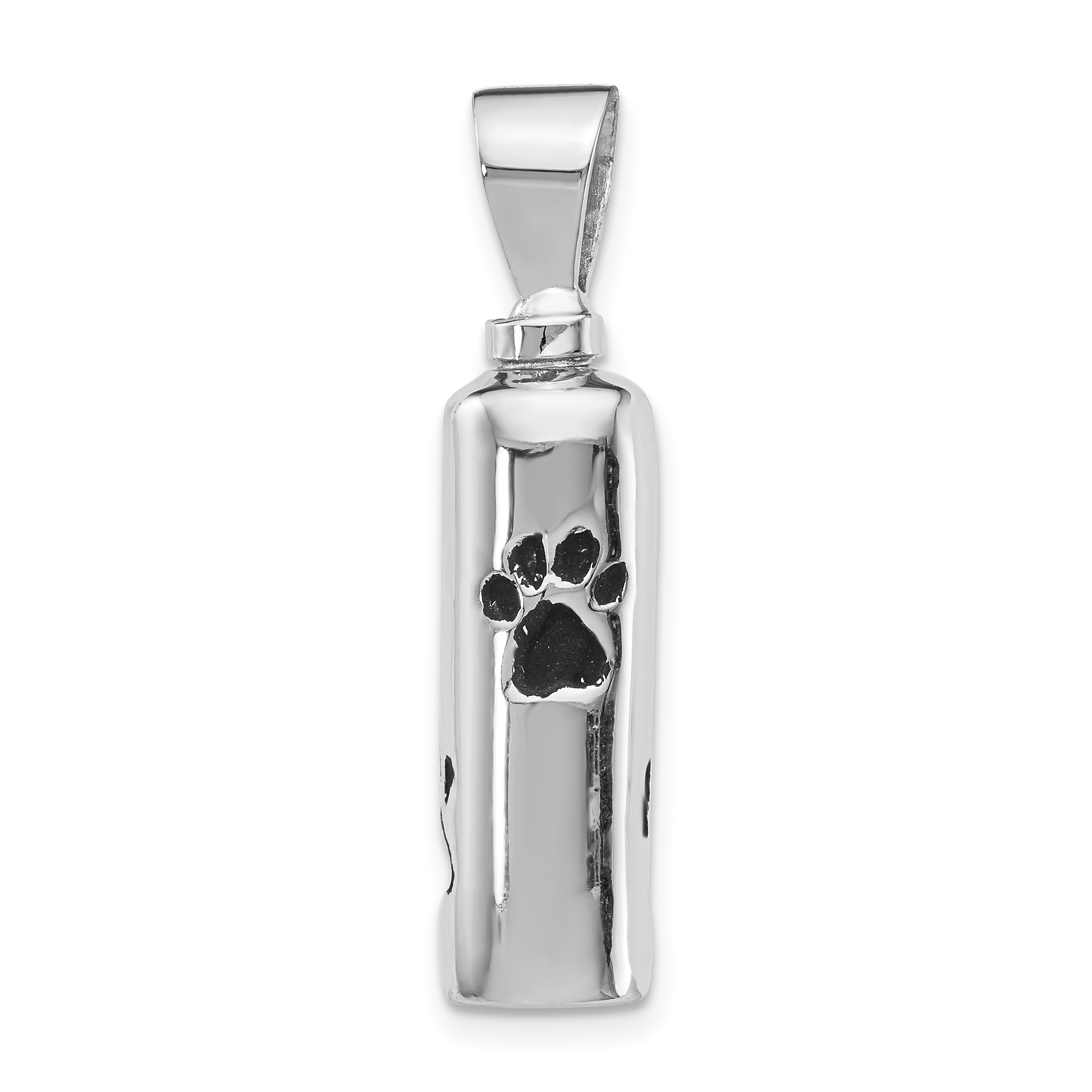 Sterling Silver Rhodium-plated Enameled Paw Prints Ash Holder Pendant (QP5323)