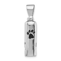 Sterling Silver Rhodium-plated Enameled Pawprints Screw Top Ash Holder Pendant view 1