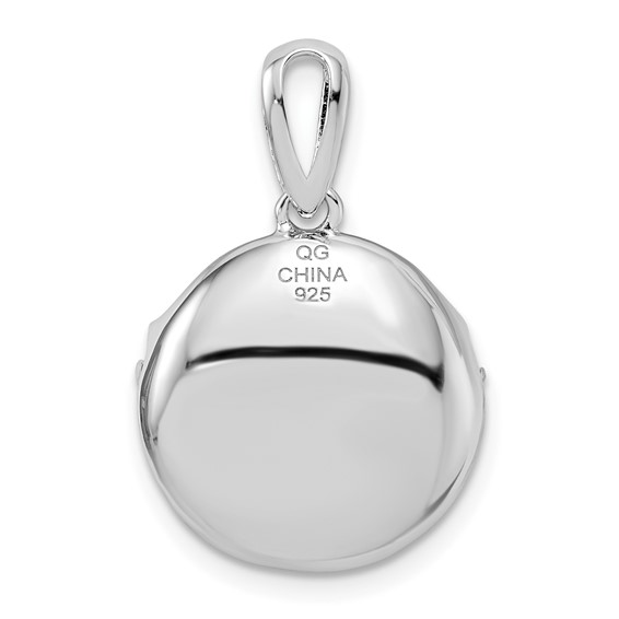 Sterling Silver Rhod-plated & Rose-tone Heart & Wings w/Vibrant CZ Pendant