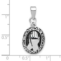 Sterling Silver Rhodium-plated Enameled Praying Hands Screw Top Ash Holder Pendant view 4