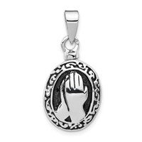 Sterling Silver Rhodium-plated Enameled Praying Hands Screw Top Ash Holder Pendant view 1