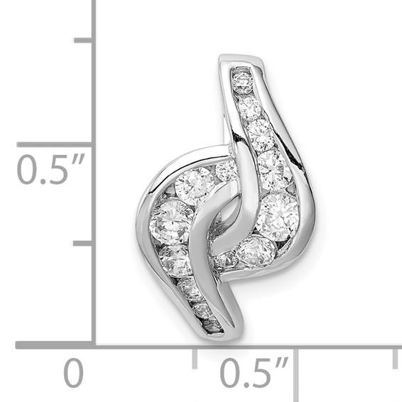Sterling Silver Rhodium-plated Fancy CZ Slide