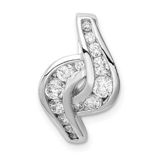 Sterling Silver Rhodium-plated Fancy CZ Slide