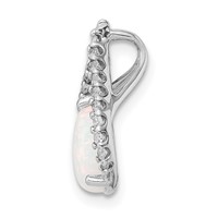 Sterling Silver Rhodium Plated CZ and Lab Created Opal Chain Slide view 2
