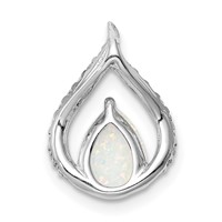 Sterling Silver Rhodium Plated CZ and Lab Created Opal Chain Slide view 3