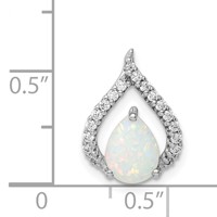 Sterling Silver Rhodium Plated CZ and Lab Created Opal Chain Slide view 4