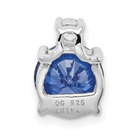 Sterling Silver Rhodium-plated Blue and White CZ Chain Slide view 4