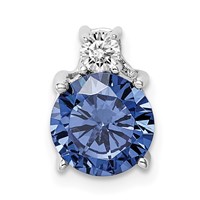 Sterling Silver Rhodium-plated Blue and White CZ Chain Slide view 1