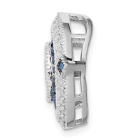 Sterling Silver Rhodium-plated CZ Synth. Blue Spinel Chain Slide view 2