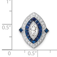 Sterling Silver Rhodium-plated CZ Synth. Blue Spinel Chain Slide view 4