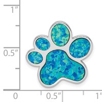 Sterling Silver Rhodium-plated Created Opal Inlay Paw Print Chain Slide view 4