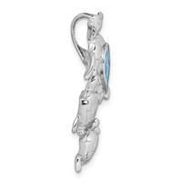 Sterling Silver Rhodium-plated Created Blue Opal Sea Turtles Slide view 2
