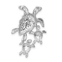 Sterling Silver Rhodium-plated Created Blue Opal Sea Turtles Slide view 3
