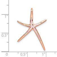 Sterling Silver Rose-plated Created Opal Inlay Star Fish Slide view 4