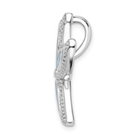 Sterling Silver Rhodium-plated Polished Created Blue Opal Starfish Slide view 2