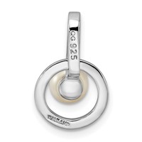 Sterling Silver Rhodium-plated Circle with CZ Bail 5-6mm Button Freshwater Cultured Pearl Chain Slide view 3