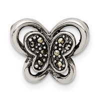 Sterling Silver Antiqued Marcasite Butterfly Chain Slide view 1
