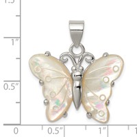Sterling Silver White Shell Butterfly Pendant view 2