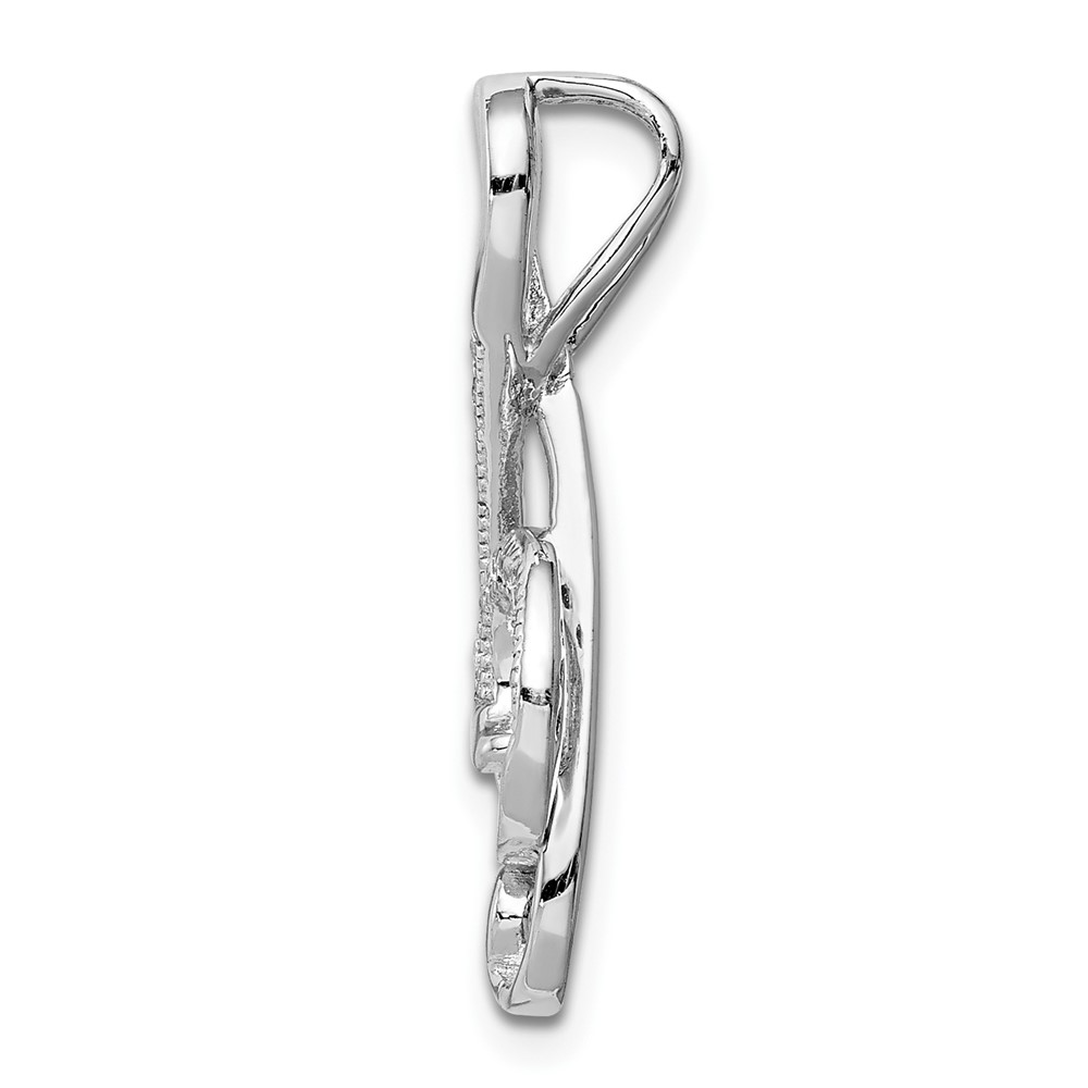 Sterling Silver Rhodium-plated Polished CZ Treble Clef Slide (QP5363)