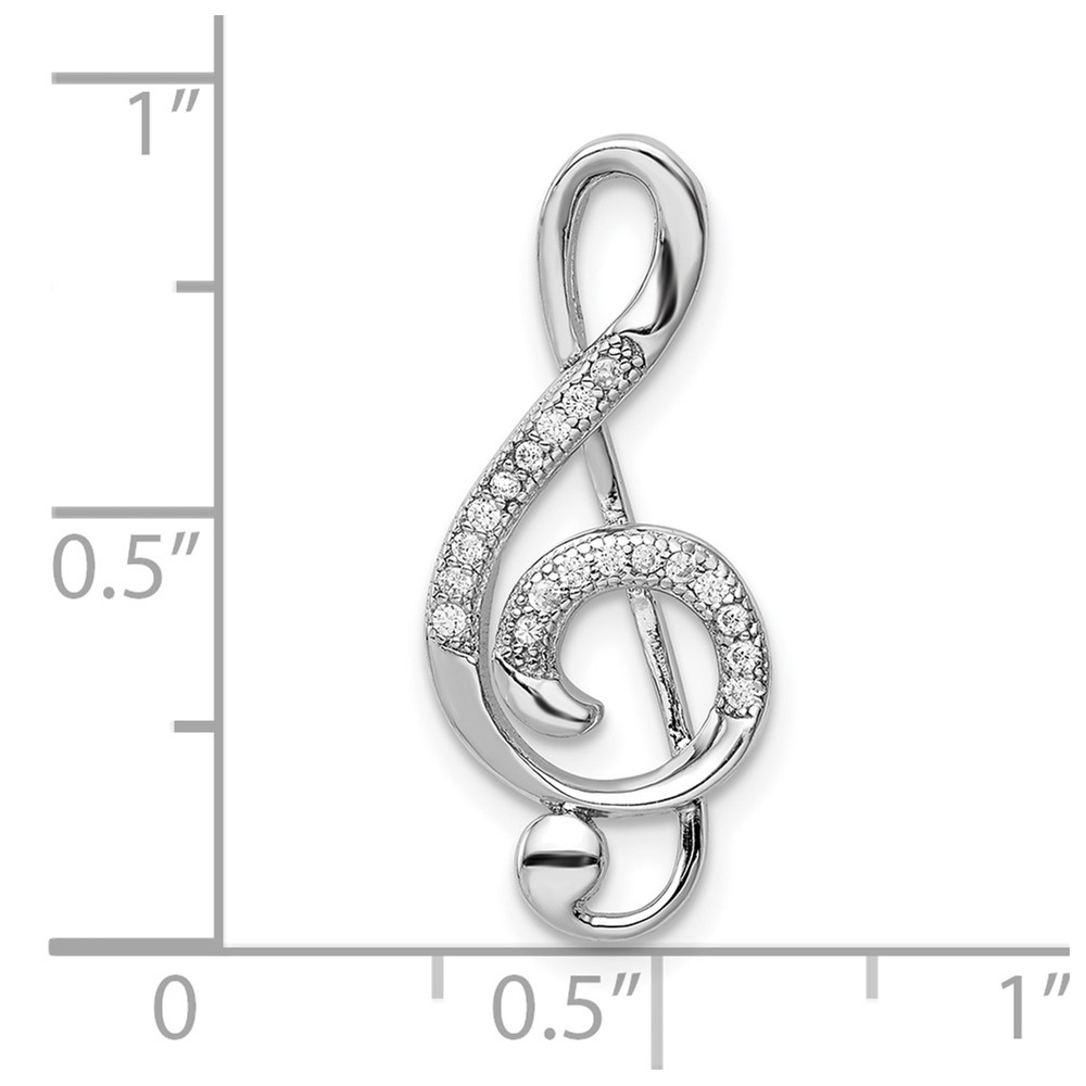 Sterling Silver Rhodium-plated Polished CZ Treble Clef Slide (QP5363)