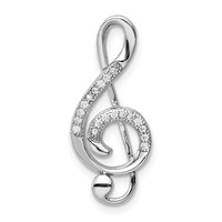 Sterling Silver Rhodium-plated Polished CZ Treble Clef Slide view 1
