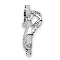 Sterling Silver Rhodium-plated Polished Black and Clear CZ Owl Chain Slide view 2