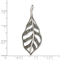 Sterling Silver Antiqued Marcasite Leaf Slide view 4
