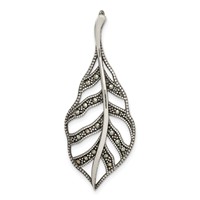 Sterling Silver Antiqued Marcasite Leaf Slide view 1