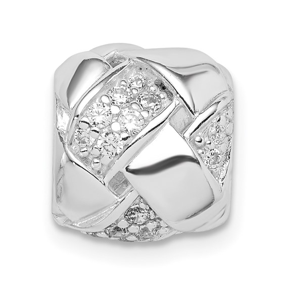 Sterling Silver Rhodium Plated CZ Slide