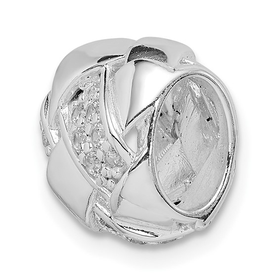 Sterling Silver Rhodium Plated CZ Slide