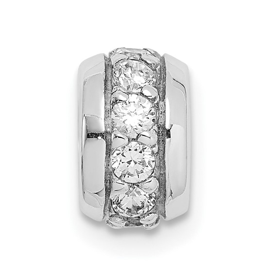 Sterling Silver Rhodium-plated CZ Slide