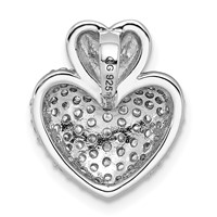 Sterling Silver Rhodium-plated CZ Double Heart Slide view 3