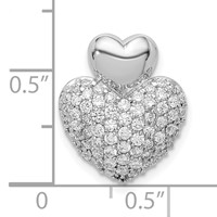 Sterling Silver Rhodium-plated CZ Double Heart Slide view 4