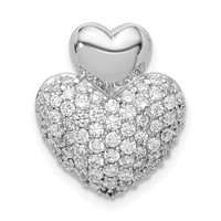 Sterling Silver Rhodium-plated CZ Double Heart Slide view 1