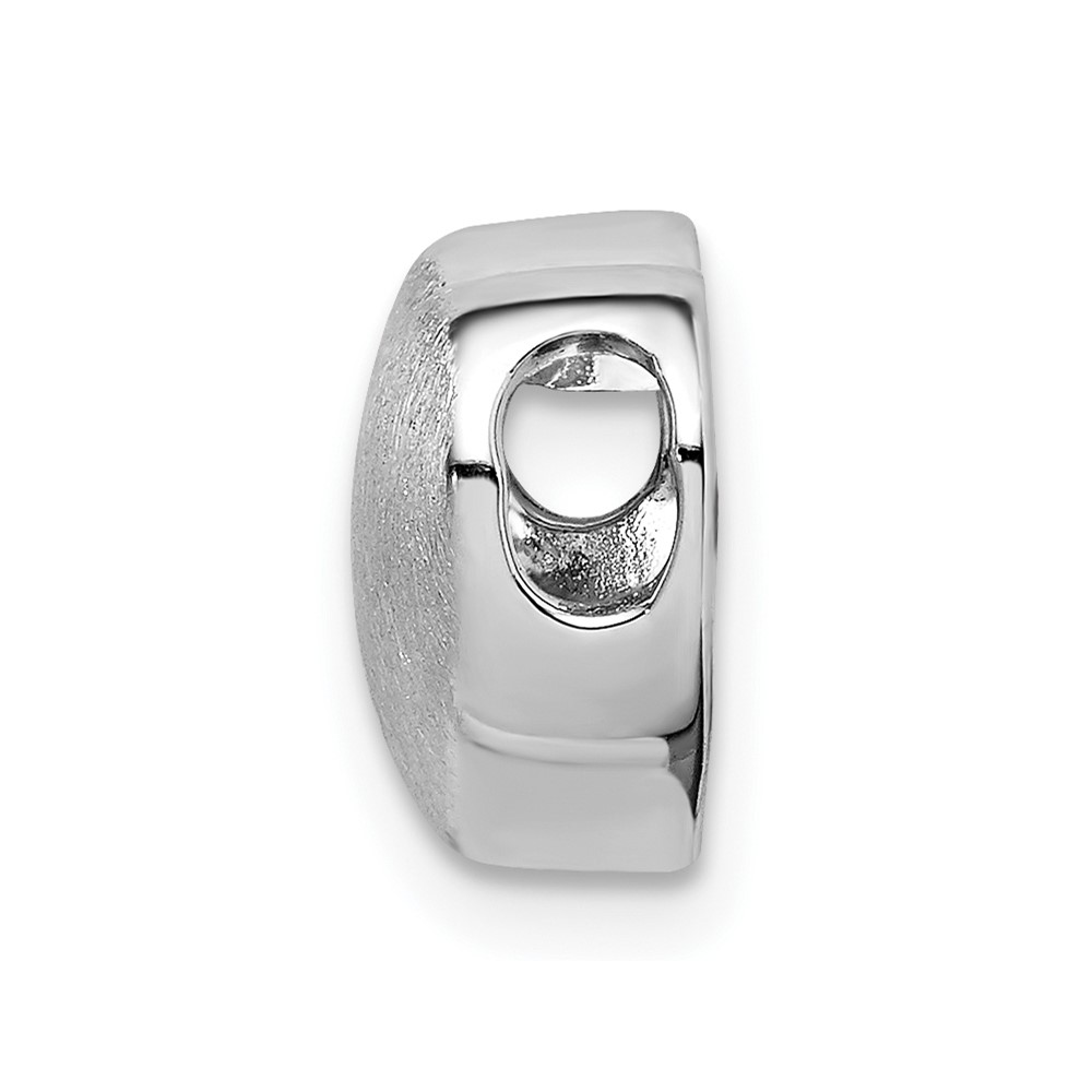 Sterling Silver Rhodium-plated Scratch Finish Heart Chain Slide (QP5389)