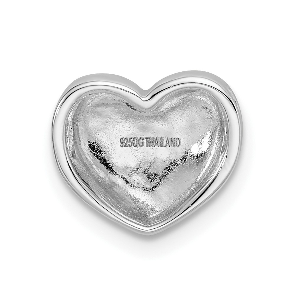 Sterling Silver Rhodium-plated Scratch Finish Heart Chain Slide (QP5389)