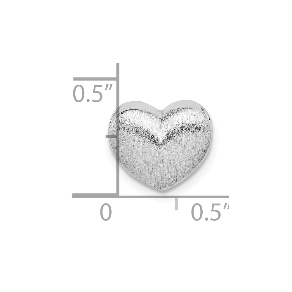 Sterling Silver Rhodium-plated Scratch Finish Heart Chain Slide (QP5389)